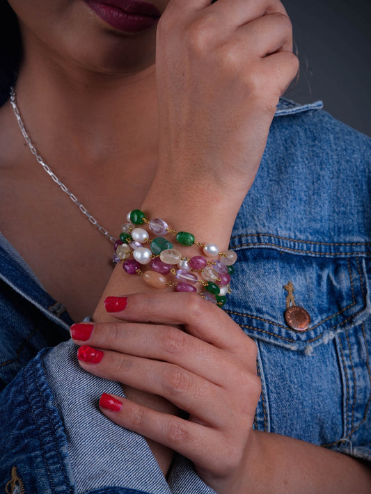 Multi Stone Pearl Bracelet