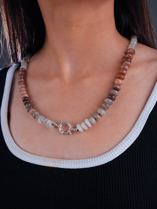 Semiprcious Moonstone Hand Knotted Necklace