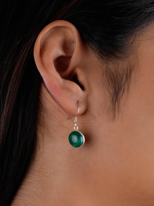 Malachite Round Drop Earrings