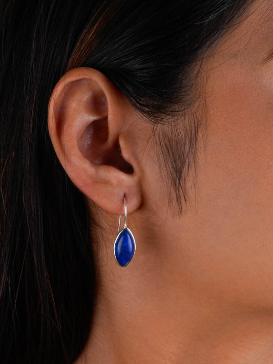 Lapis Lazuli Eye Shape Silver Earrings