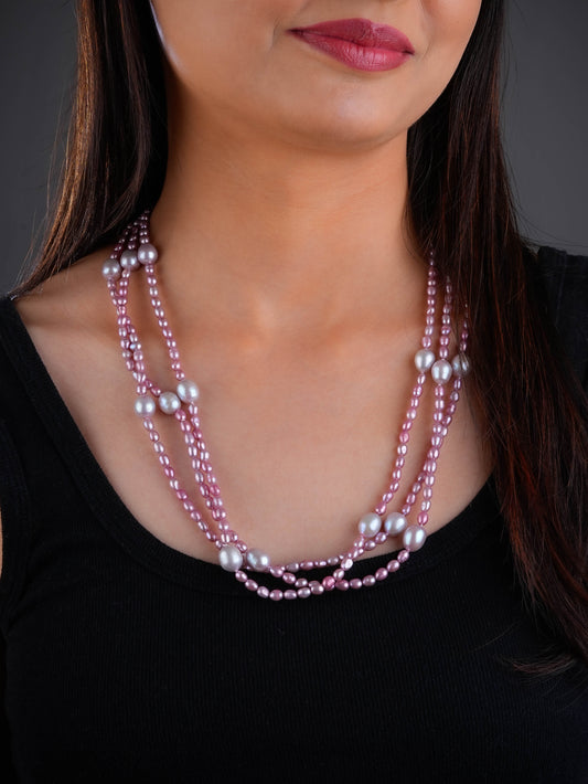 Pink FreshWater Pearls Long Styling Necklace