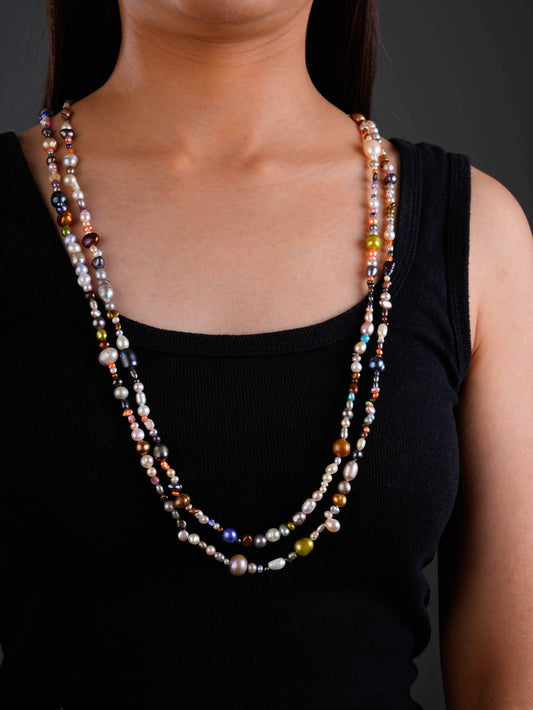 Multicoloured Freshwater Long Styling Necklace