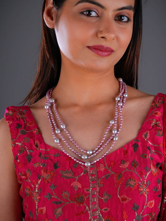 Pink FreshWater Pearls Long Styling Necklace