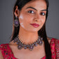 South Indian Peacock Silver Temple Necklace Set