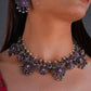 South Indian Peacock Silver Temple Necklace Set