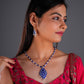 Hand Painted Neeli Kali Enamel Silver Necklace Set