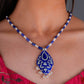 Hand Painted Neeli Kali Enamel Silver Necklace Set