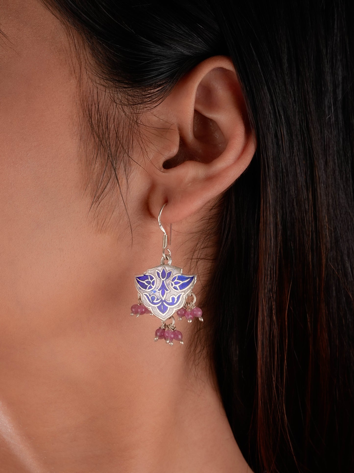 Hand Painted Mehraab Enamel Silver Necklace Set