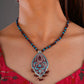 Hand Painted Kamal Kali Enamel Silver Necklace Set