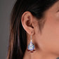 Hand Painted Blue Lotus Enamel Silver Necklace Set