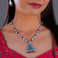 Hand Painted Mystic Triangle Enamel Silver Necklace Set