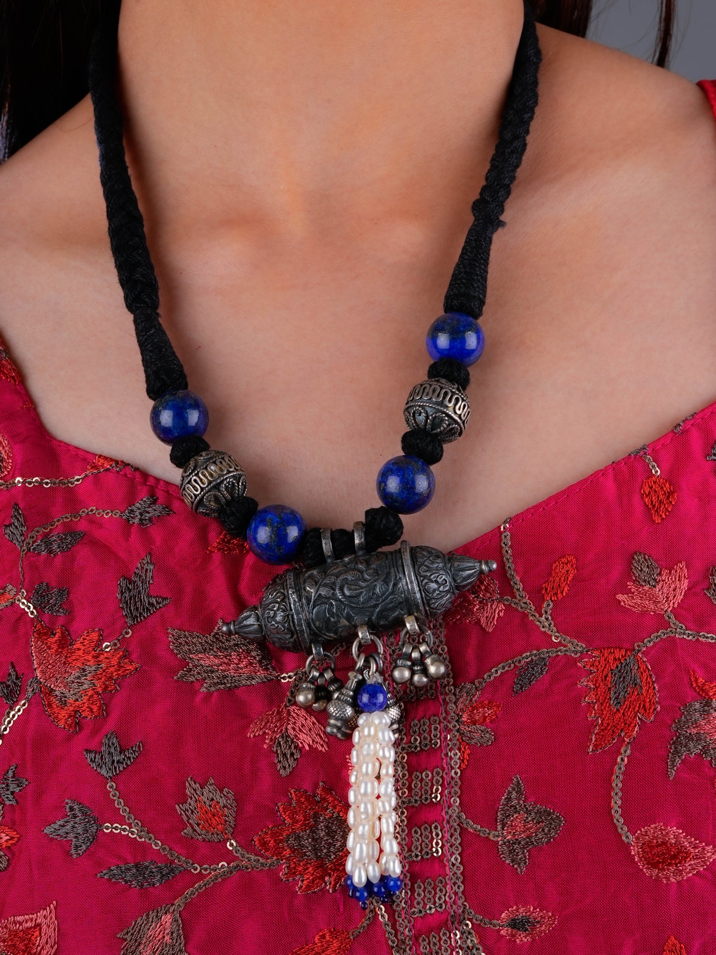 Silver Chitai Pendant Designer Necklace