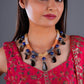 Silver Multi-stone Smoky Drops Designer Necklace