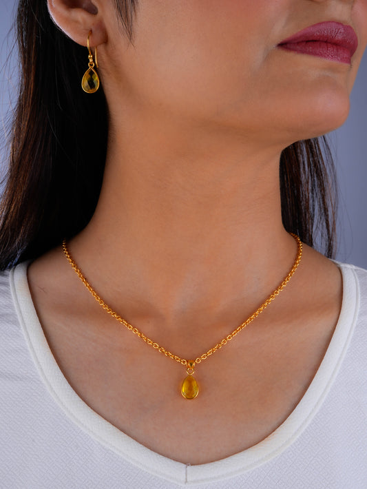 Lemon Topaz Minimal Pendant Set