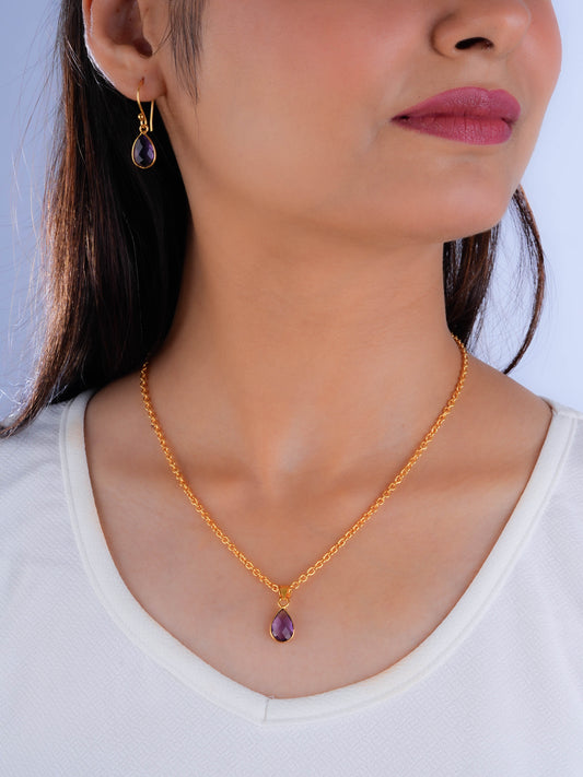 Minimal Amethyst Pendant Set