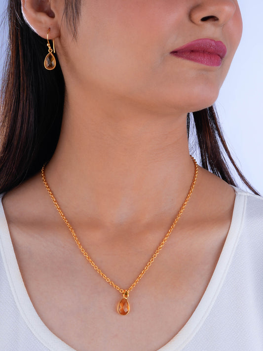 Minimal Citrine Pendant Set