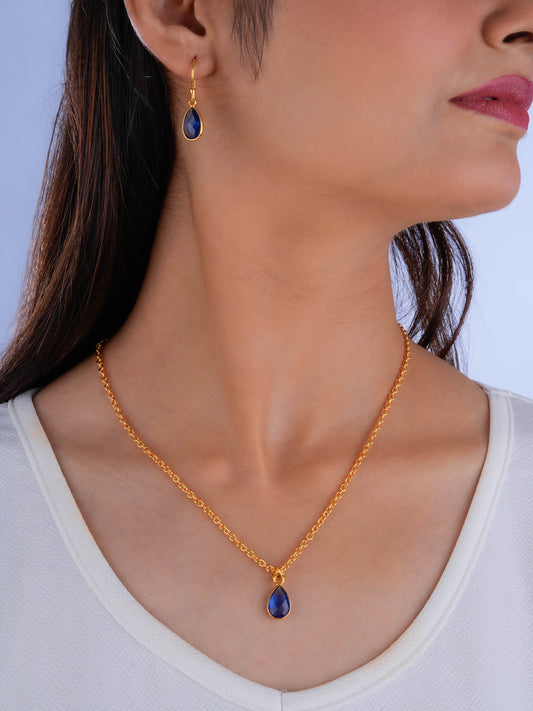 Sapphire Minimal Pendant Set