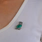 Vintage Verdant Wisdom: Green Onyx Owl Brooch Cum Pendant