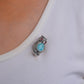 Ocean Heart Owl: Silver Marcasite Brooch Cum Pendant