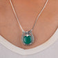 Vintage Elegance: Mystic Green Onyx Owl Pendant