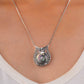 Garnet-Eyed Marcasite Owl Shell Brooch Cum Pendant