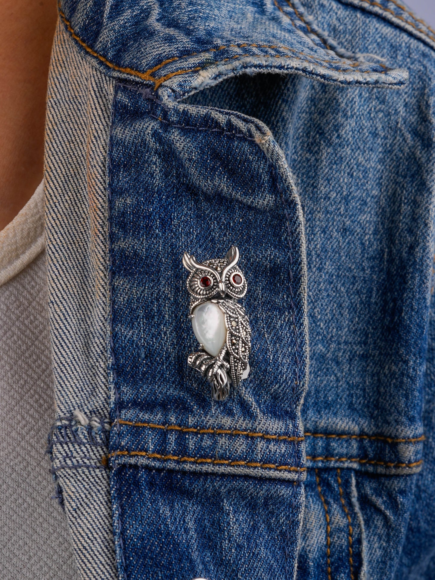 Elegant Red-Eyed Marcasite Owl