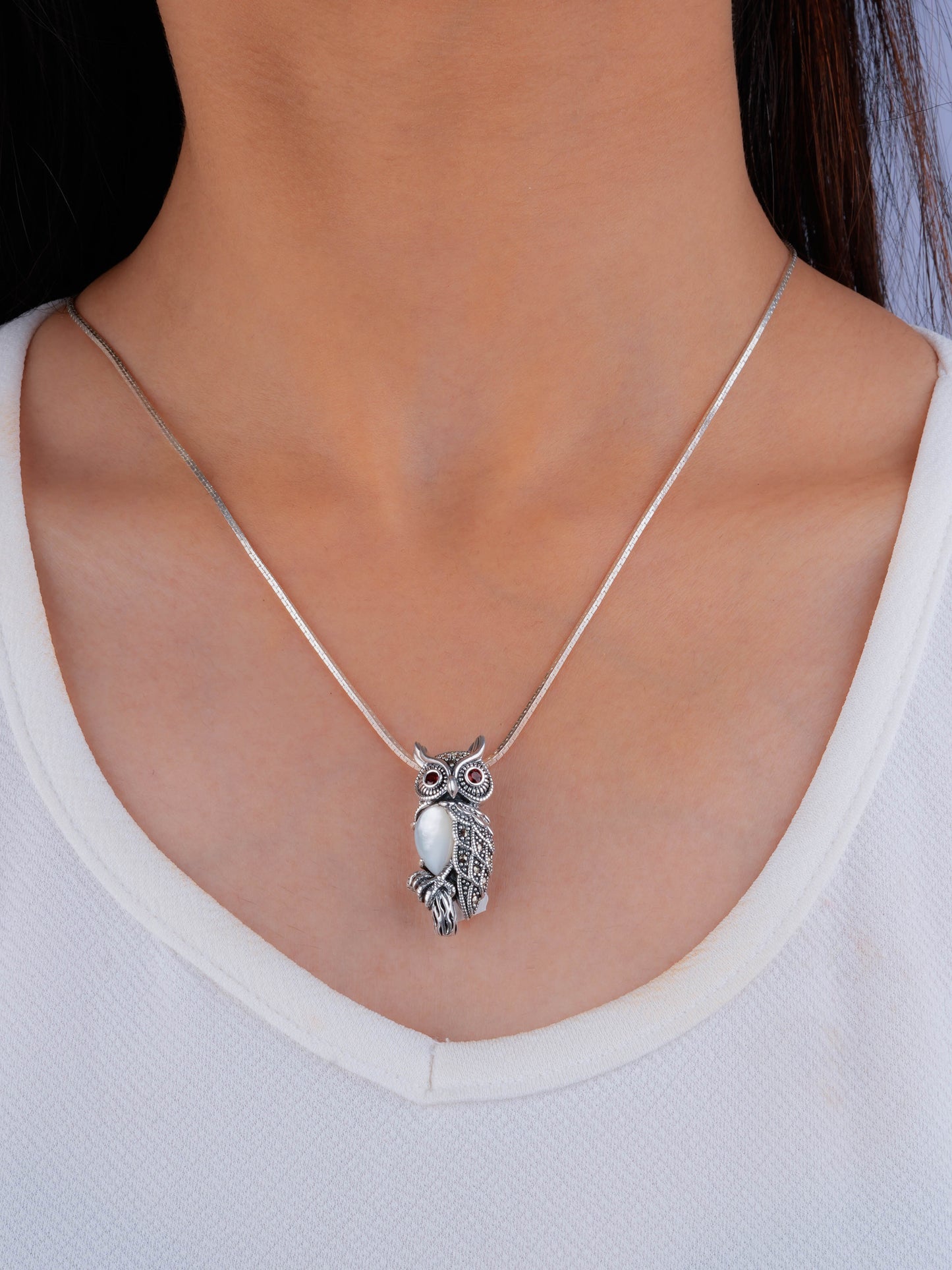 Elegant Red-Eyed Marcasite Owl