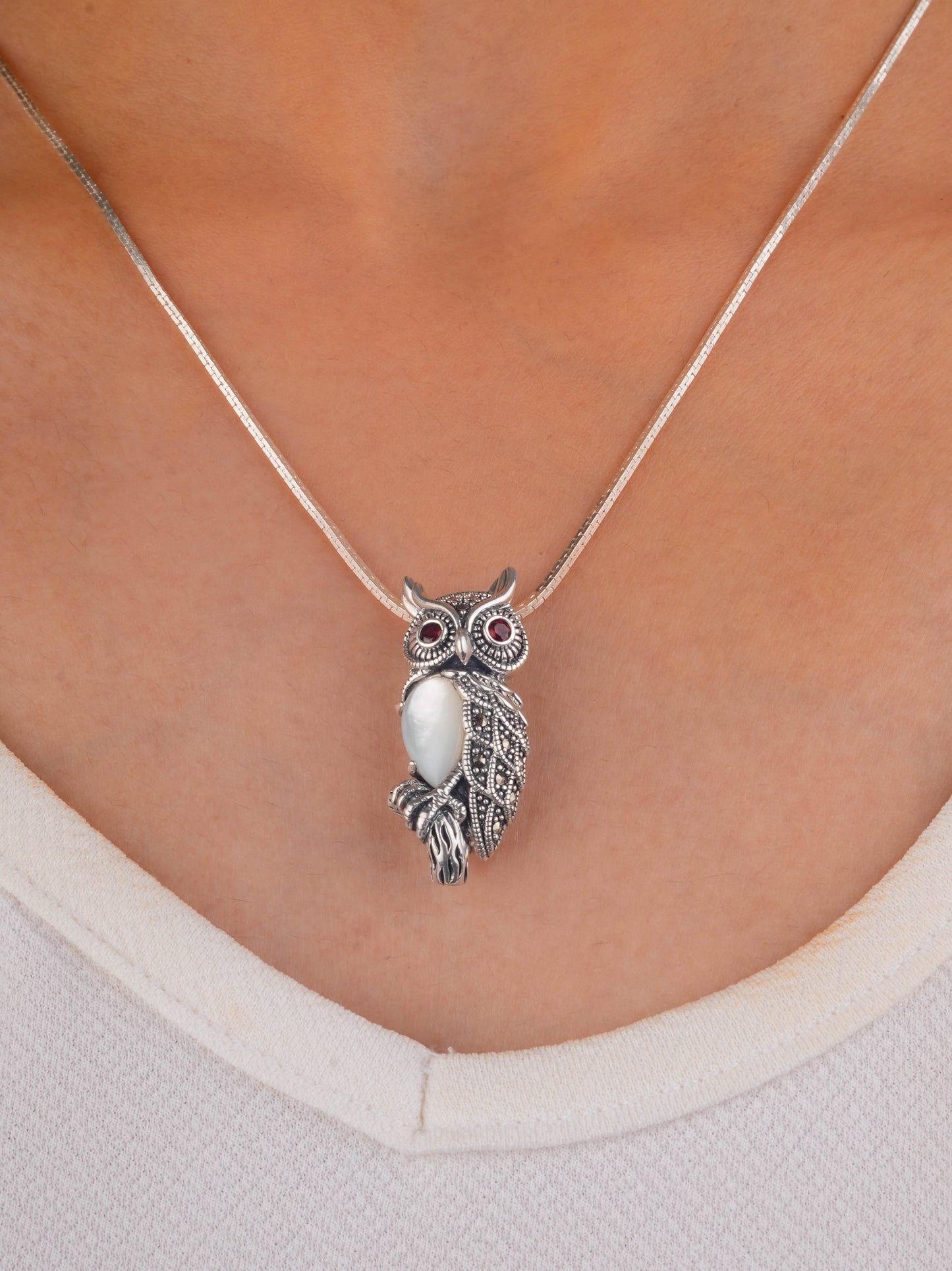 Elegant Red-Eyed Marcasite Owl
