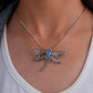 Celestial Dance: Marcasite Dragonfly Opal Pendant