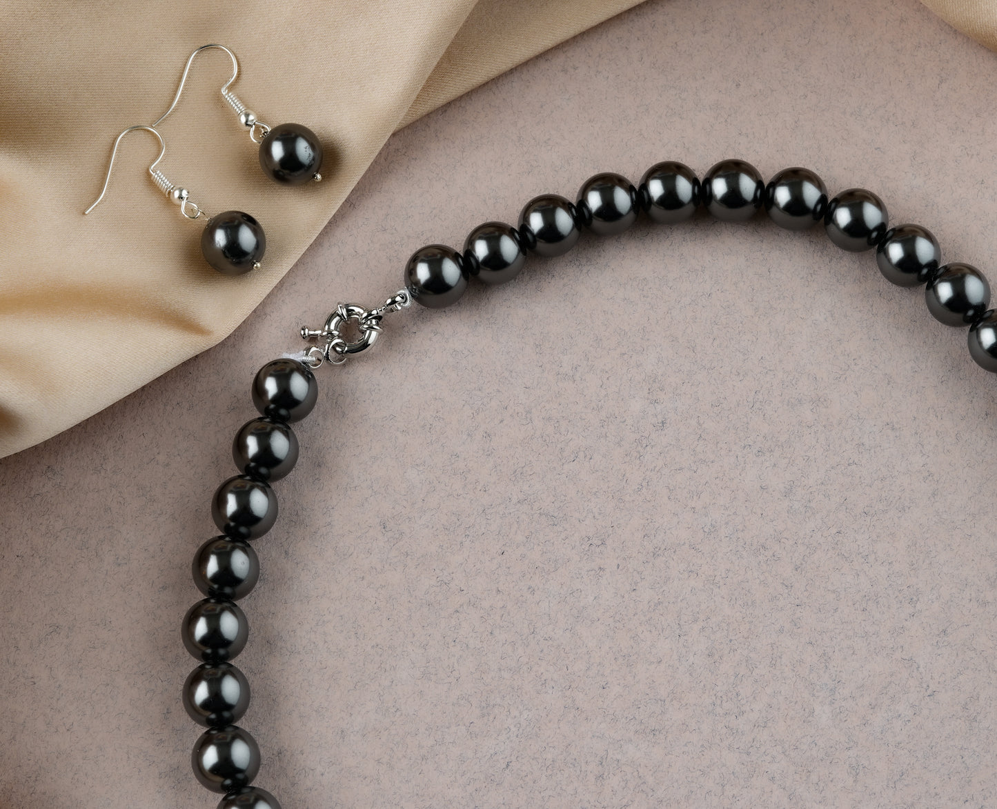 Midnight Black Pearls Necklace Set