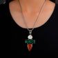 Shiva Eye Malachite and Red Jasper Silver Pendant