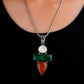 Shiva Eye Malachite and Red Jasper Silver Pendant