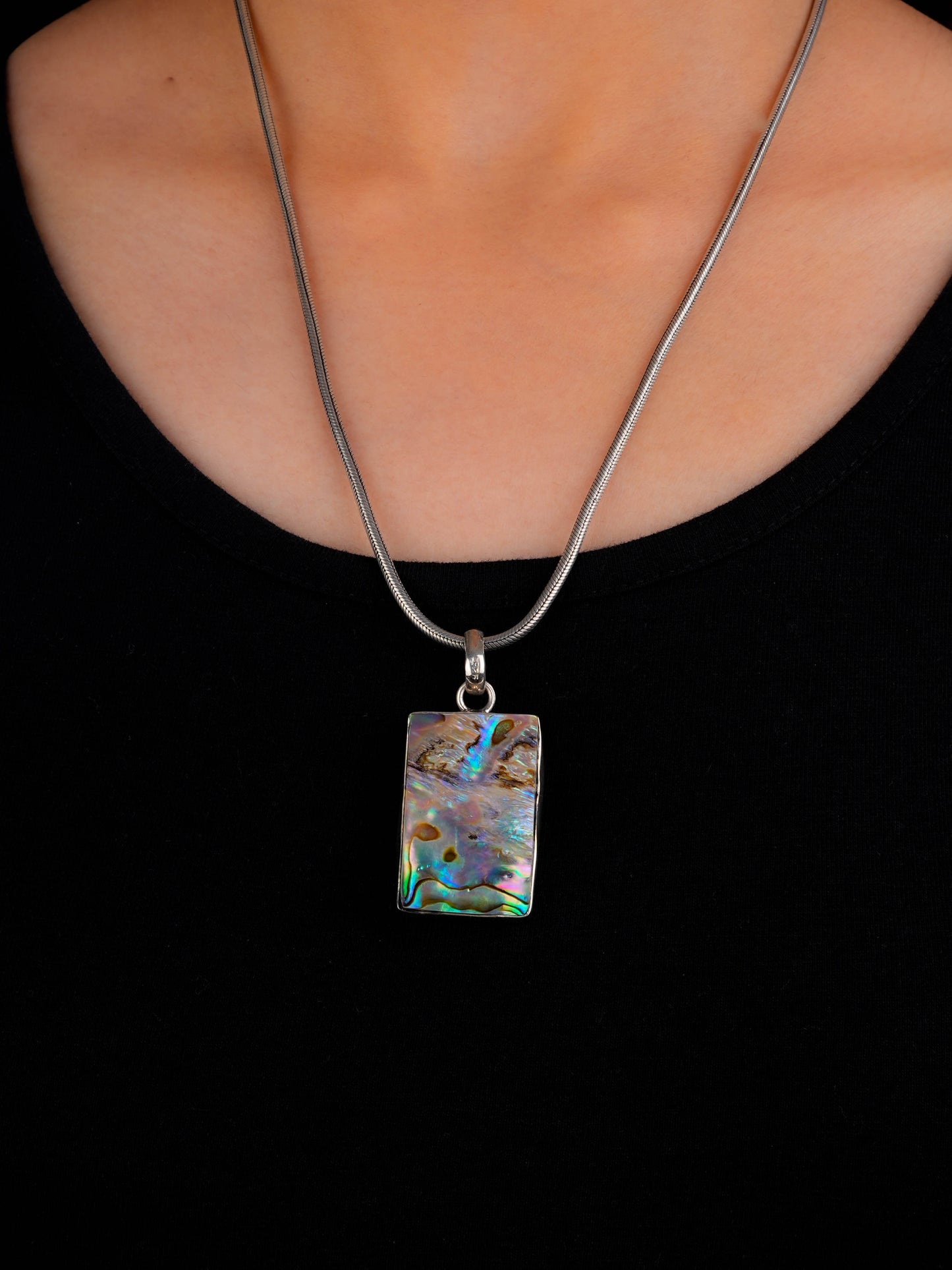Abalone Rectangle Silver Pendant