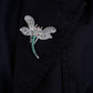 Emerald Elegance: Dragonfly Brooch Cum Pendant