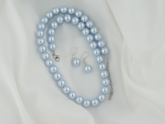 Ice Blue Pearls Necklace Set