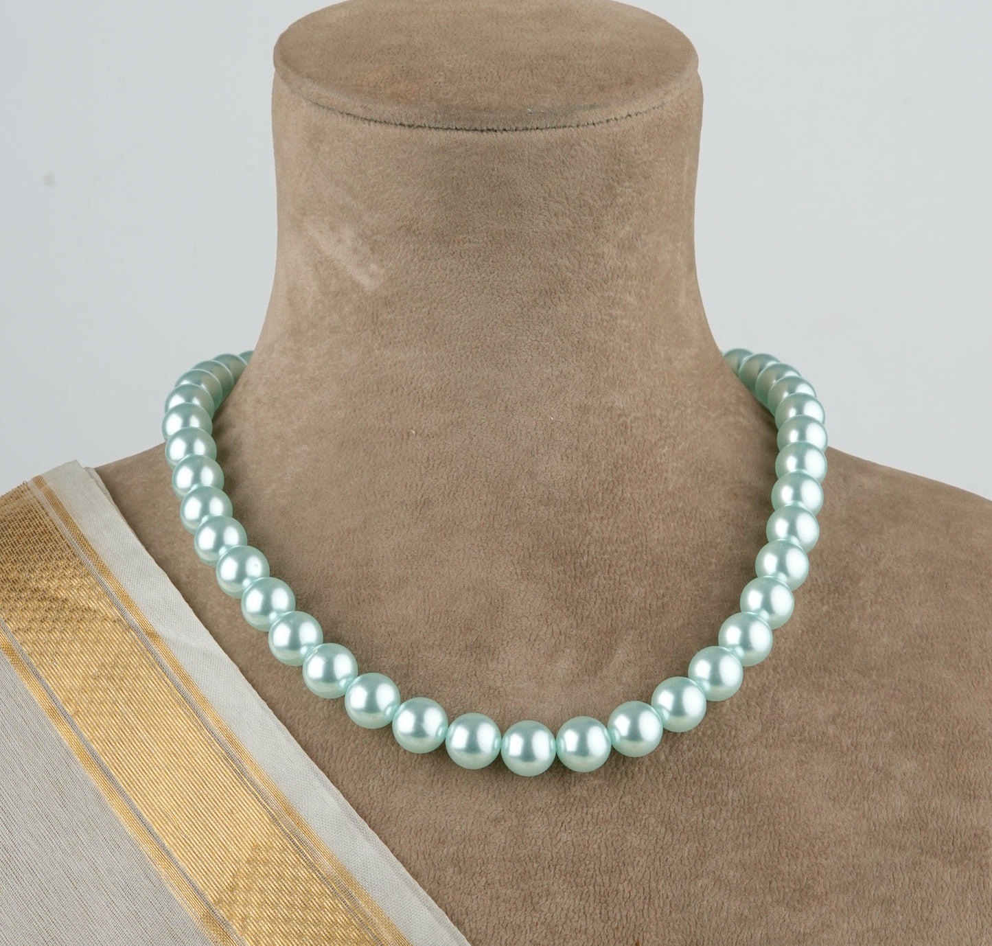 Powder Blue Pearls Necklace Set