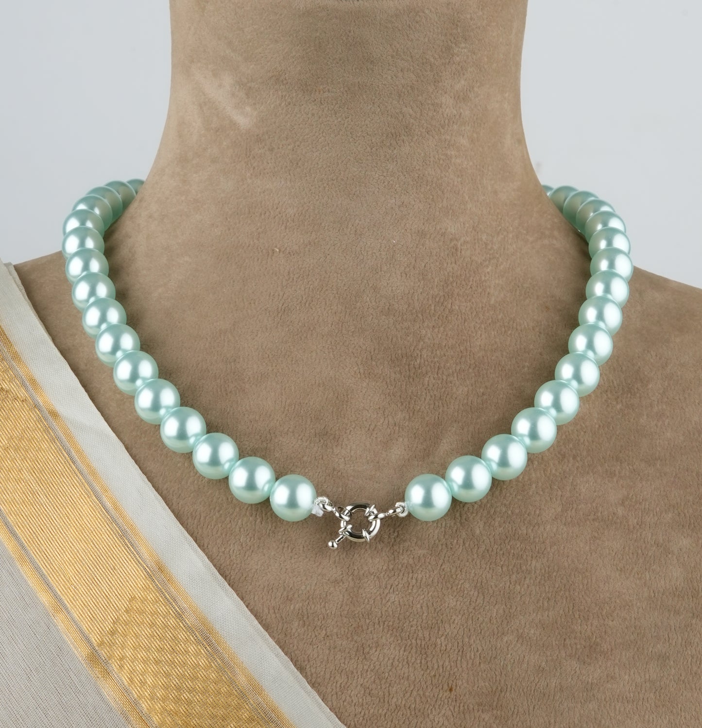 Powder Blue Pearls Necklace Set