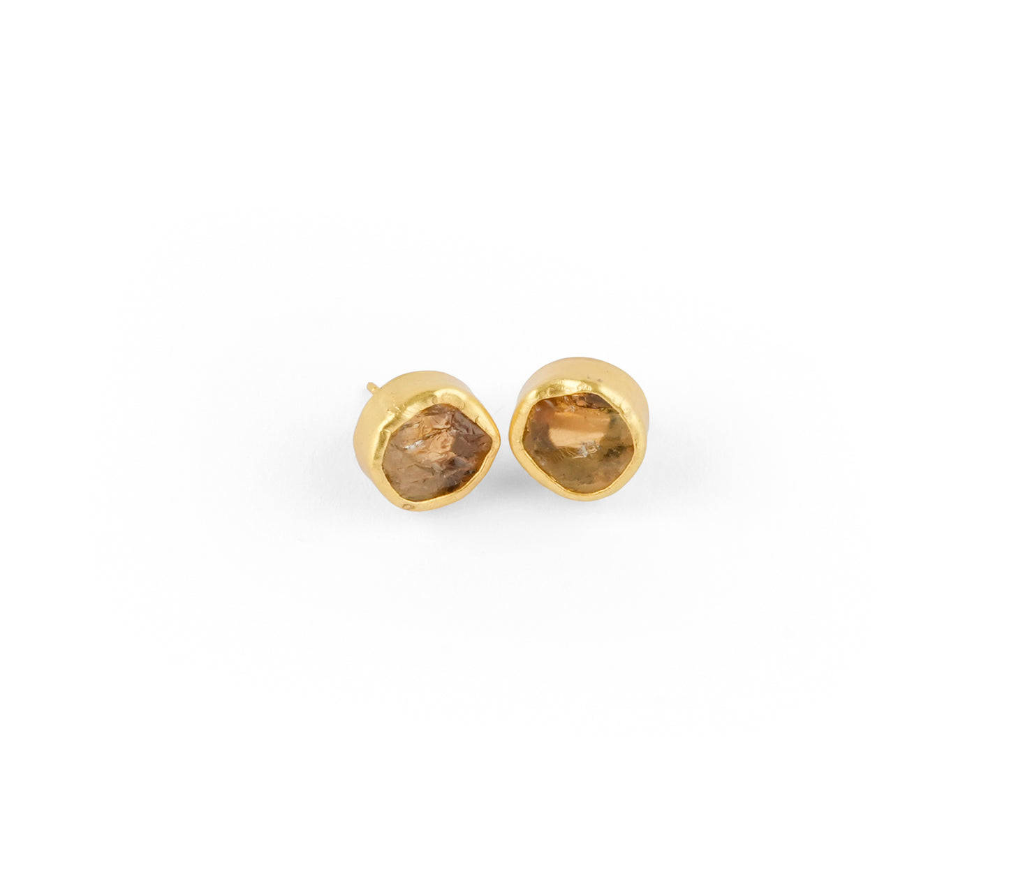 Uncut Round Citrine Studs