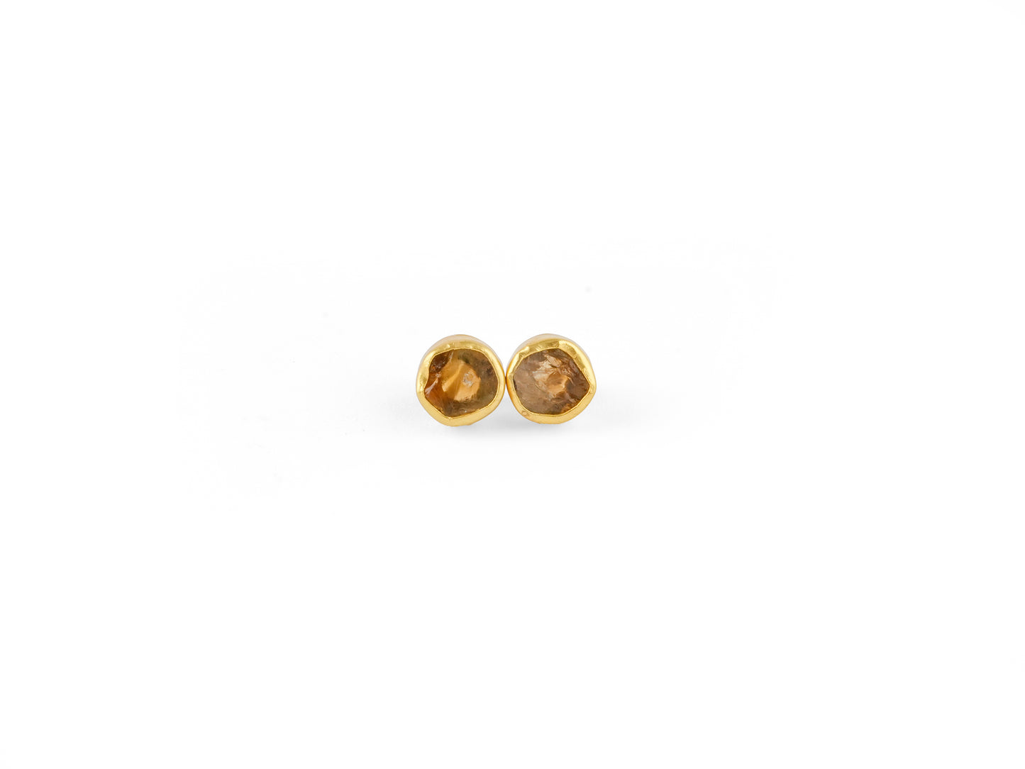 Uncut Round Citrine Studs