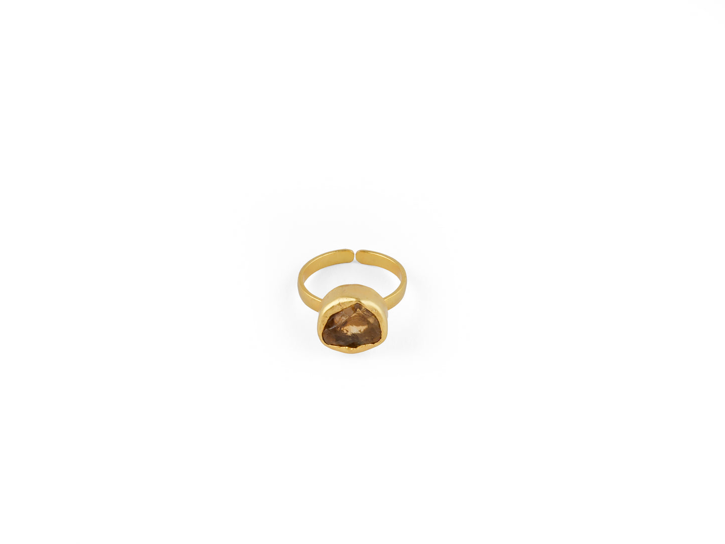 Uncut Round Citrine Ring