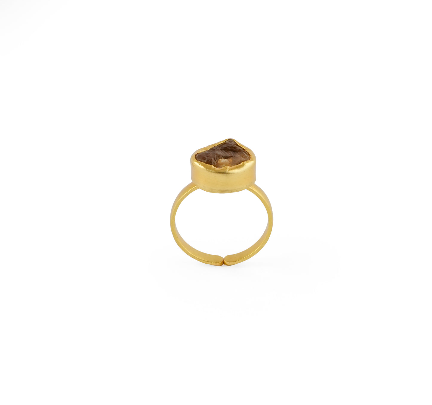 Uncut Round Citrine Ring