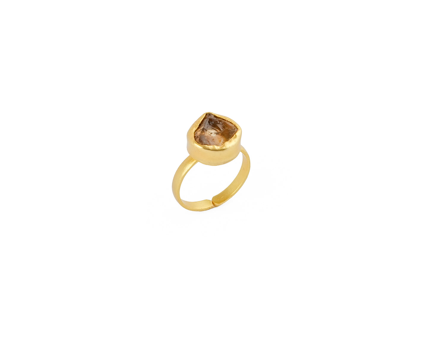 Uncut Round Citrine Ring