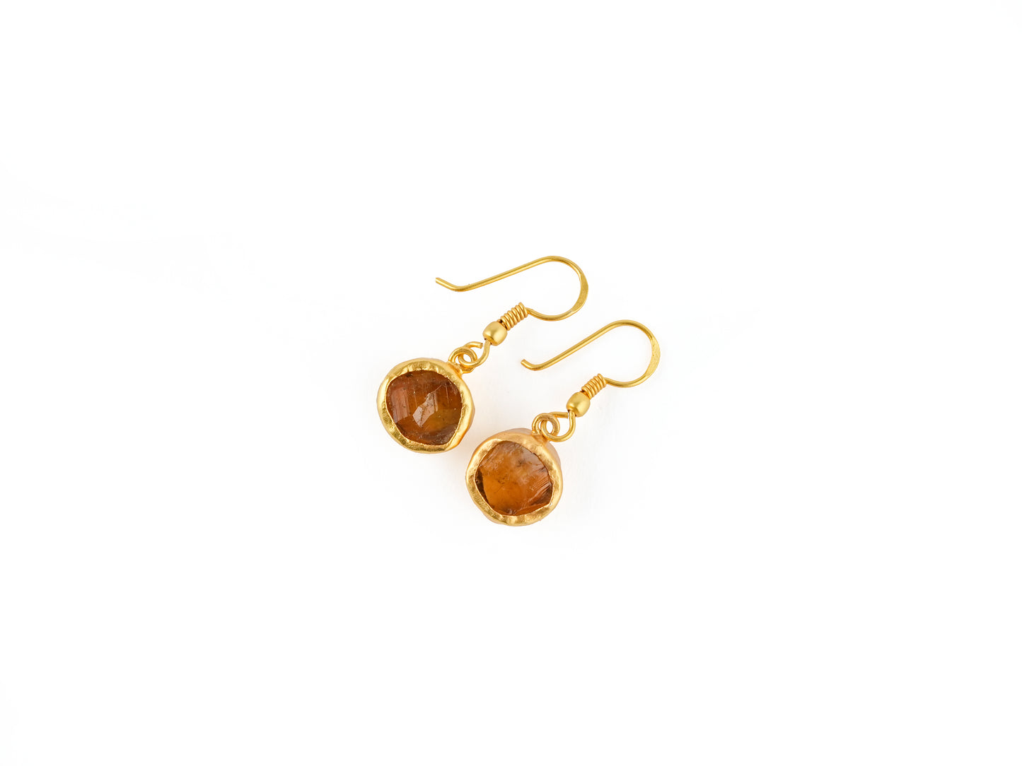 Uncut Round Citrine Earrings