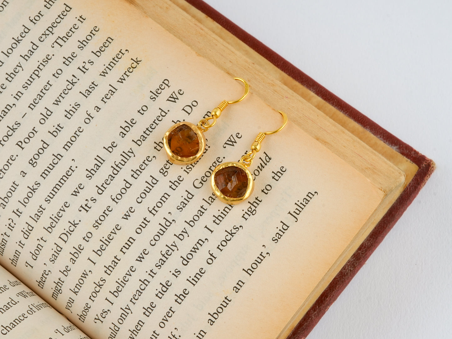 Uncut Round Citrine Earrings