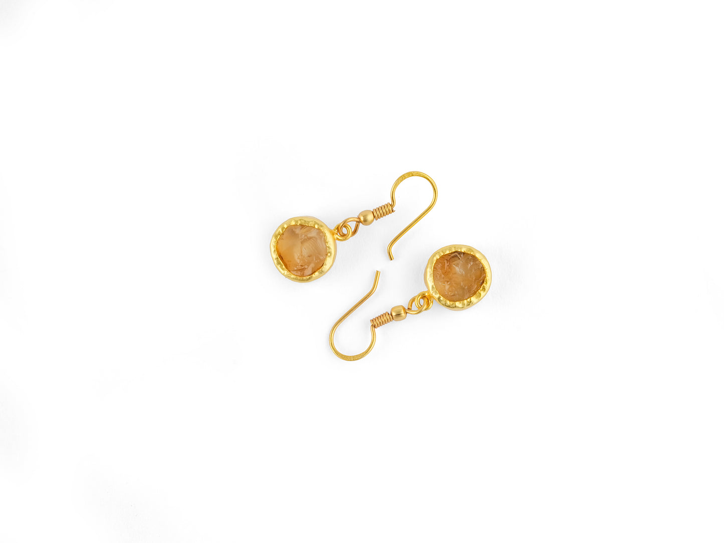 Uncut Round Citrine Earrings