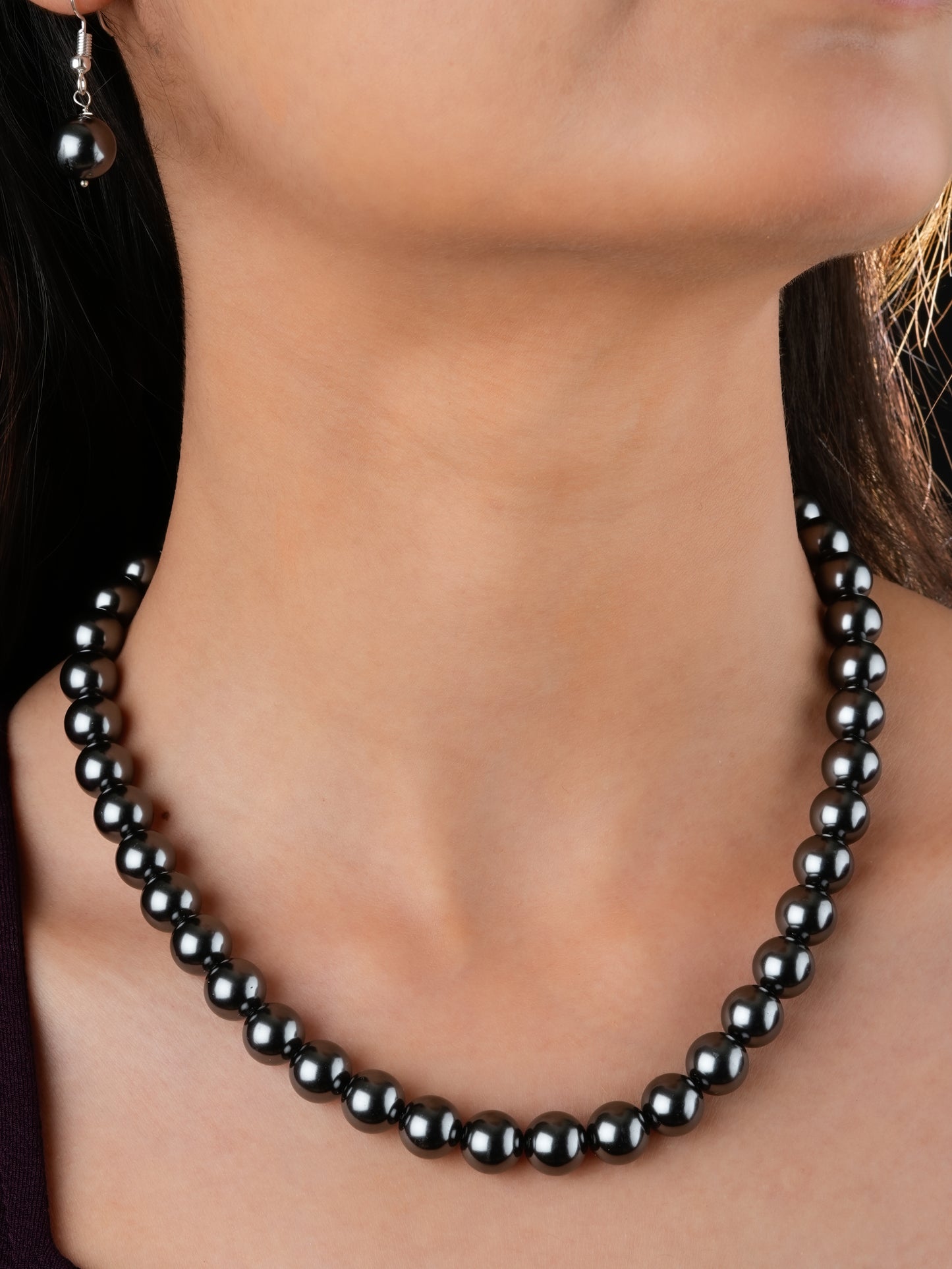 Midnight Black Pearls Necklace Set