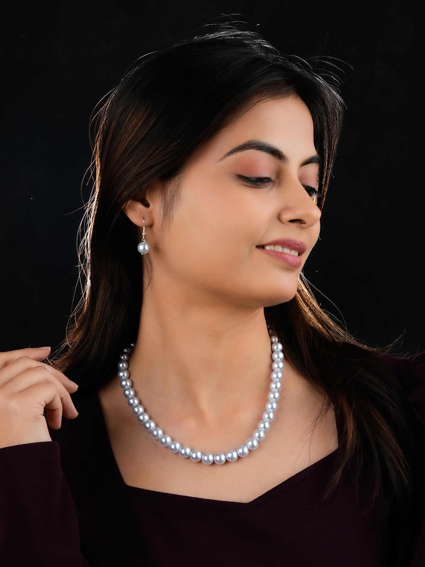 Ice Blue Pearls Necklace Set