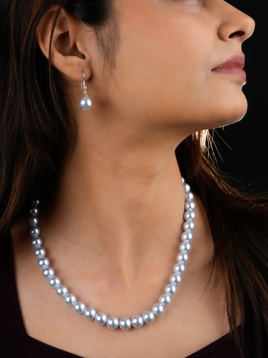 Ice Blue Pearls Necklace Set