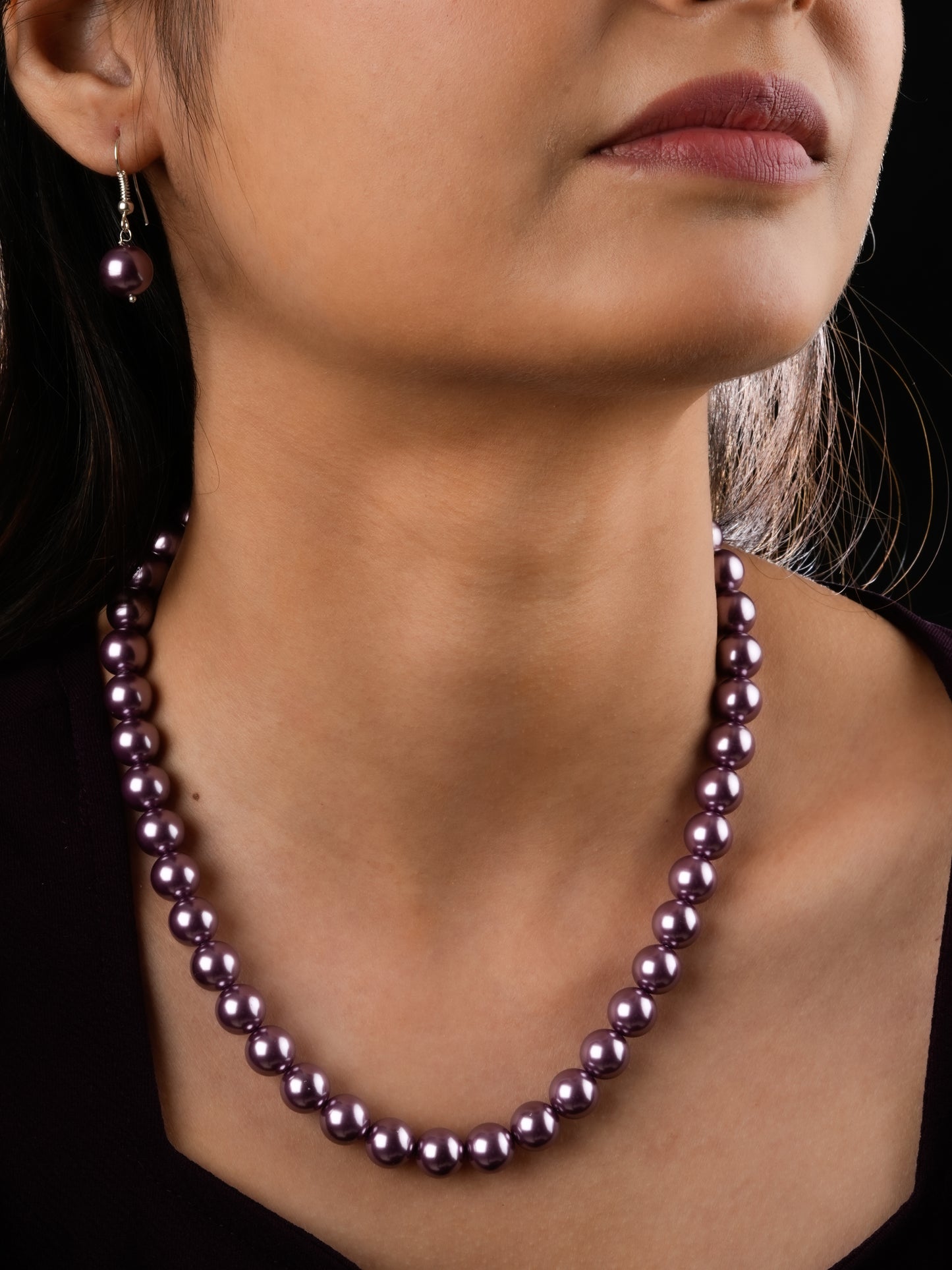 Raspberry Pink Pearls Necklace Set