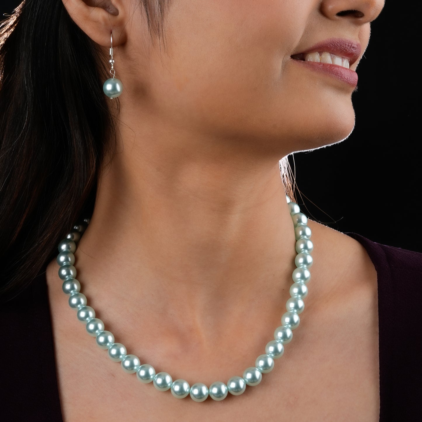 Powder Blue Pearls Necklace Set